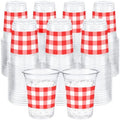 100 Pcs Red Gingham Plastic Cups for Party Decorations, 12 oz by Ferrochef