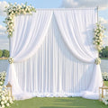 White Tulle Backdrop Curtain for Parties Wedding,5ft x 10ft Wrinkle Free Curtain Backdrop,2 Layer Drapes for Backdrop,Polyester Wedding Back Drop for Bridal Shower Birthday Baby Shower Photography by Shillance