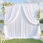 White Tulle Backdrop Curtain for Wedding Parties,10ft x 10ft Wrinkle Free Curtain Backdrop,2 Layer Drapes for Backdrop,Polyester Wedding Back Drop for Bridal Shower Birthday Baby Shower Photography - Image 2
