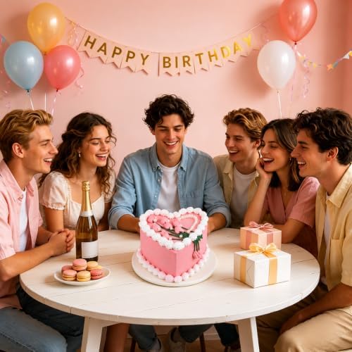 6 Inch Heart Shaped Fake Cake, Pink Artificial Cake with Flower Bouquet and Pearl Heart Decor, Reusable Faux Cake Prop for Wedding, Birthday, Bridal Shower, Baby Shower, Anniversary Party Decor - Image 5