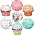 Anniversary, Baby Shower, Celebration Party Decorations, 12 Inch 6 Pcs Donut Paper Lanterns, Cake Hanging Paper Lanterns, Ice Cream Cupcake Ornaments For Birthday by Unknown