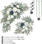 Faux Flower Swag Set of 2 for Wedding Welcome Signs Floral Swag Wedding Reception Ceremony Signs Decor (A-White Blue) - Image 4