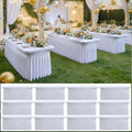 12 pk White Spandex Table Cloth Rectangle 8ft with Ruffle Skirt,Wrinkle Free High-Stretch Fitted Tablecloths for 8 Foot Rectangle Tables,Elastic Spandex Table Covers 8 ft for Parties Weddings Banquet by ENJOYYOURPARTY