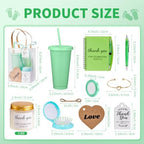 56Pcs Baby Shower Prizes for Game Winners Baby Shower Favors Gifts including Plastic Tumbler Notebook Scented Candles Ballpoint Pen Mirrors with Hair Brushes Bracelet Gift Bag (Green) - Image 3