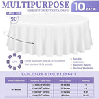 Showgeous 10 Pack White Round Tablecloth 90 Inch - Image 2