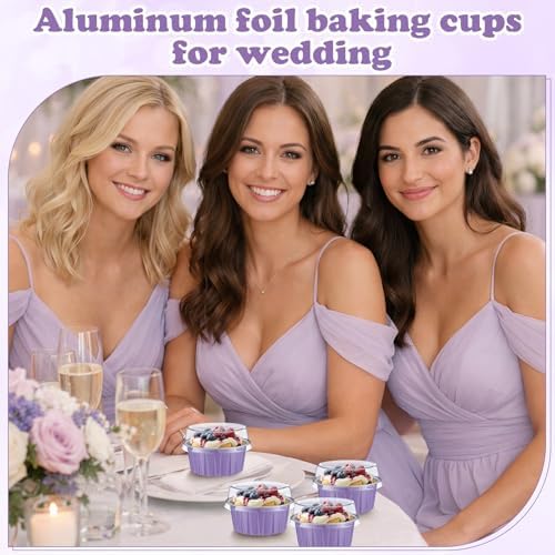 200 Pack Aluminum Cupcake Liners with Lids,Taro Purple,Plain - Image 4