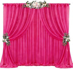 20ft x 10ft Hot Pink Backdrop Curtains, Wrinkle-Free Sheer Chiffon Fabric Photo Backdrop Drapes for Wedding Arch Party Ceremony Stage Photography Decorations by WishCare
