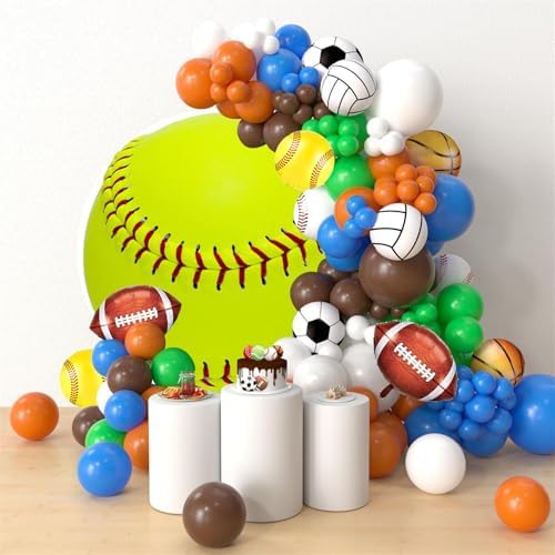 Renaiss 6.5x6.5ft Green Softball Round Backdrop Covers for Photoshoot Girls Kids Portrait Softball 3D Printing Circle Background Baby Shower Birthday Fans Events Party Decors Arch Photo Booth Props - Image 3