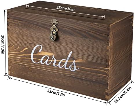 MDLUU Wood Wedding Card Box, Rustic Wedding Money Case with Lock, Envelope Holder Card Receiving Box for Reception, Birthday Party (Brown) - Image 3
