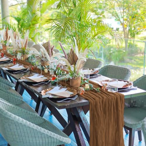 12 Pack Brown 10Ft Cheesecloth Table Runner - Image 6