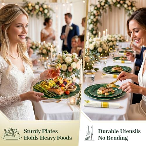 Glowserve 350 PCS Scalloped Plastic Plates Dinnerware Set for 50 guests - Image 5