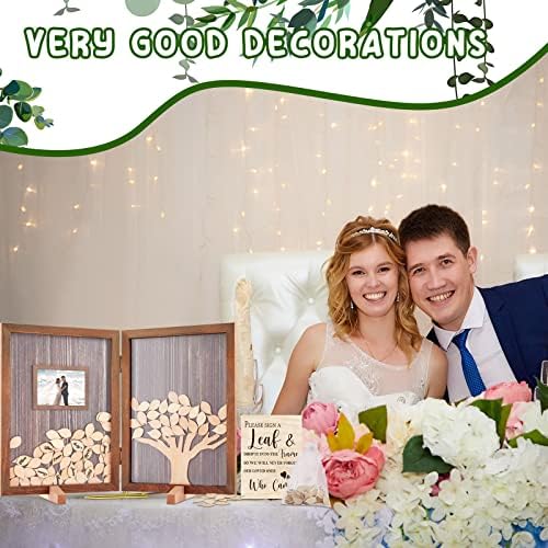 Gueevin 164 Pcs Tree of Life Wedding Guest Book, Wooden Tree Guest Book - Image 6