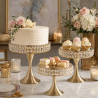 3 Pcs Cake Display with Mirror, Wedding Crystal Cake Stands for Reception - Image 3