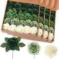 100 Pcs Artificial Rose Flowers, Gradient Green by Luinabio