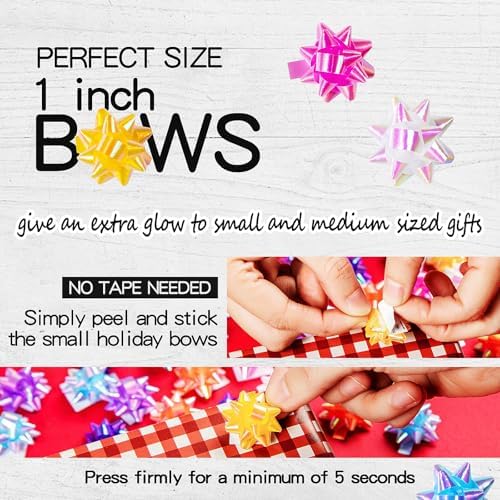 110 Pcs Iridescent Bright Bows for Gift Wrapping, 1 in Mini Gift Wrap Bows for Christmas Decorations, Hanukkah, Birthdays, Weddings, Bridal Showers, Baby Showers Occasion (Rainbow Color) - Image 4