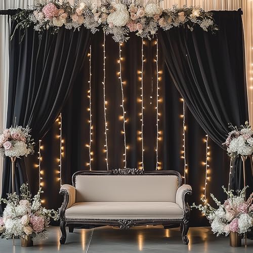 50ftx14FT Wrinkle Free Black Backdrop Curtain for Wedding Parties - Image 5