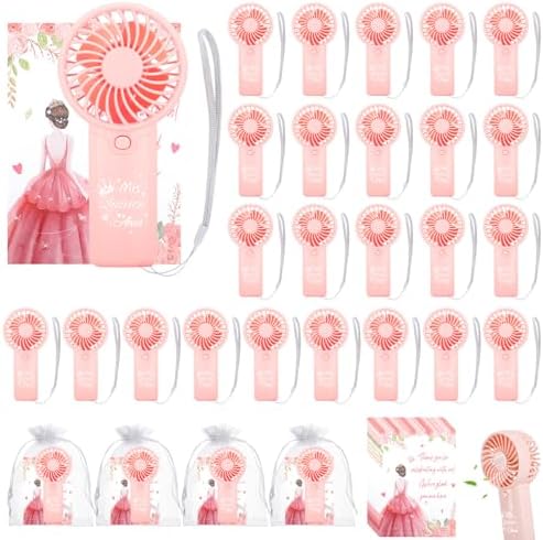 50Pcs Pink Quinceanera Mini Handheld Fans Sweet 15 Birthday Party Favors by Winocbxt
