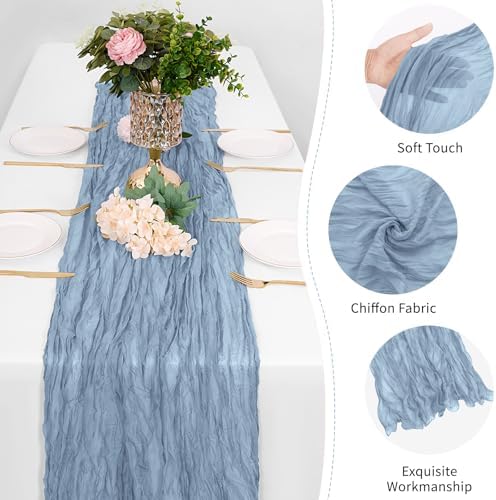25 Pack Dusty Blue Cheesecloth Table Runner 17 x 108 Inch Gauze Table Runner Fabric Semi Sheer Cheese Cloth Table Runner Bulk for Rustic Romantic Wedding Baby Shower Table Decoration - Image 5