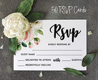50 Blank RSVP Cards with White Envelopes Floral 4"x6" Response Cards-RSVP Reply Card for Wedding-Bridal Shower-Baby Shower-Rehearsal Dinner - Image 5