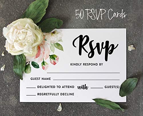 50 Blank RSVP Cards with White Envelopes Floral 4"x6" Response Cards-RSVP Reply Card for Wedding-Bridal Shower-Baby Shower-Rehearsal Dinner - Image 5