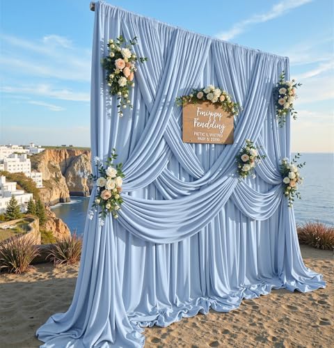 20ft×15ft Dusty Blue Backdrop Curtain for Wedding Parties by PartyVillage