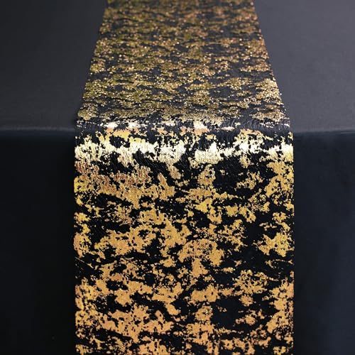 Snowkingdom Black and Gold Table Runner 100 Feet Glitter Golden Metallic Table Centerpieces Foil Runners Party Decorations for Graduation Birthday Retirement Wedding Christmas Halloween Thanksgiving - Image 4
