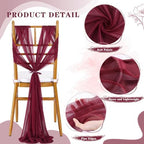 Burgundy Chair Sashes for Wedding: 16 Pieces 8ft Long Sheer Draping Fabric – Christmas Reception Party Hotel Event Chair Decorations - Image 5