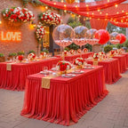 HB HBB MAGIC 6ft Red Table Cloths Rectangle Tulle Tablecloth Fitted Red Tablecloths for 6 Foot Rectangle Tables Spandex Table Covers for Parties Wedding Birthday Buffet Banquet Desk Tables Skirt - Image 3