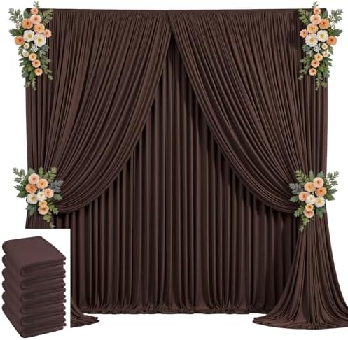 30x10ft Brown Backdrop Curtain for Wedding Parties Wrinkle Free Fabric Brown Drapes Backdrop Decoration for Baby Shower Birthday Photography Decoration 6 Panels, 5ft x 10ft by Gogoparti