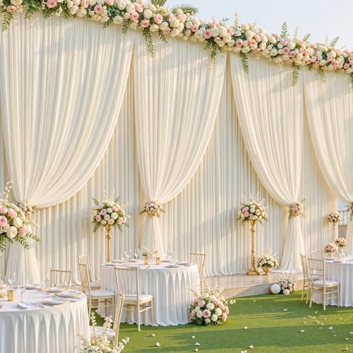 20x8ft Champagne Backdrop Curtain for Parties Wrinkle Free Fabric Backdrop Curtain Wedding Photo Backdrop Drapes for Birthday Party Baby Shower Bridal Shower Photography Back Drop 4 Panels 5x8FT - Image 5