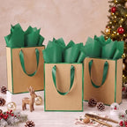 Yeaqee 50 Pack Metallic Paper Gift Bag Bulk with Handle, Kraft, Green - Image 5