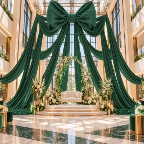 4 Panels 5ft(W) x 20ft(L) Forest Green Ceiling Drapes for Wedding Parties by PartyVillage