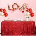 SquarePie Sequin Tablecloth 90x132 Inch Red for Christmas Wedding Party by SquarePie