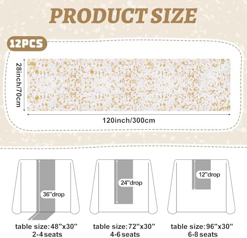 Shihanee 12 Pcs Beige Gold Gauze Table Runners Sheer Cheesecloth Runner - Image 3