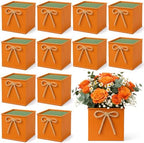 12 Pack Galvanized Square Vases with Floral Foam 3.5 Inch, Orange by Unknown