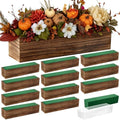Dandat 12 Set Wood Rectangle Boxes 16x4 Inch Rustic Planter with Liner by Dandat