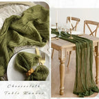 12 Pieces 10FT Olive Green Cheesecloth Table Runner Boho Gauze Fabric Runner for Tables Rustic Sheer Runner for Wedding Bridal Shower Birthday Holiday Party Table Arbor Decor (35 x 120 Inches Long) - Image 5