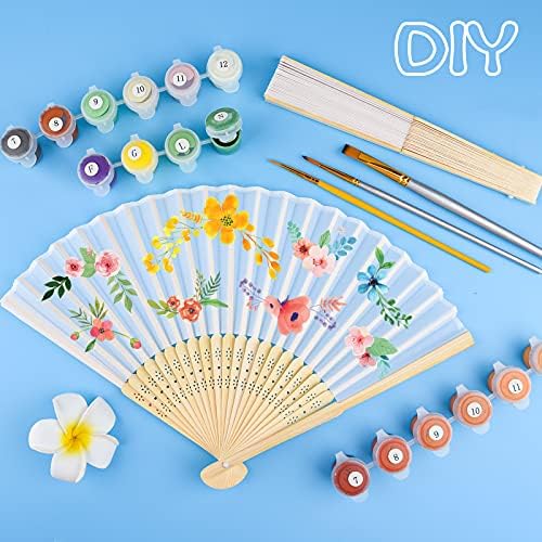 FEPITO 50 Pieces White Handheld Paper Fan - Image 4