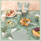 Mimorou 354 Pcs Sage Green Paper Plates and Napkins, Serves 50 Tableware - Image 2