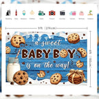 Milk and Cookie Baby Shower Backdrop A Sweet Baby Boy is On The Way Party Photo Background Milk and Cookie Baby Shower Decoration Banner Photo Booth Props 9x6ft - Image 2