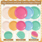 Zhehao 175 Pcs Candy Colors Party Plates Cups Napkins Set - Image 4