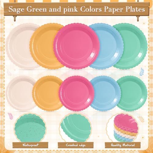 Zhehao 175 Pcs Candy Colors Party Plates Cups Napkins Set - Image 4
