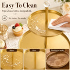 Metal 3 Tier Cupcake Stands,Removable Swing Tray & Decor Set, Gold - Image 4
