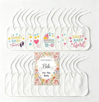 Baby Shower Bib Decorating Kit, 93 Pcs DIY Party Game with 22 White Bibs, 24 Markers, 25 Stencils, Gender Reveal Activity (flower) by MOVEBO