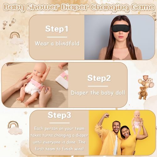 37 Pcs Baby Shower Diaper Changing Game Supplies, Minimalist - Image 5