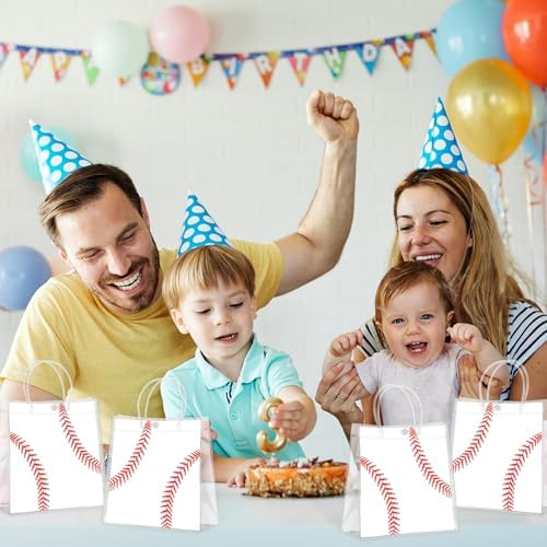 36Pcs Baseball Clear PVC Gift Bags With Handles Bulk Sport Theme Goodie Treat Candy Bags Rugby Team Present Wrap Tote Bag for Boys Birthday Party Favor Baby Shower Decorations Supplies 8 x 8 x 3in - Image 6