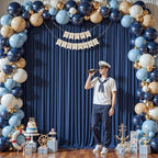 8 Panels Navy Blue Backdrop Curtains - Wrinkle Free Fabric Backdrop Curtain for Photoshoot, 10FT Wedding Party Photo Backdrop Drapes for Birthday Baby Shower Photography Stage Background Decorations - Image 3