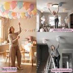 Balloon Ceiling Tool Set, All-in-One Party Decor Supplies with 100 Macaron Balloons, Glue Dots, Pump and Ribbon, No Ladder 5-Section 1.7M Spliced Pole for Home Event Decor - Image 2