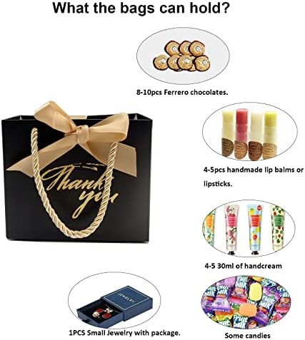 TKSBAG 100 Pack Small Thank You Gift Bags with Handles, 5.5''x 2.3''x4.7'' Mini Black Gift Bags Bulk for Baby Shower, Birthday, Wedding, Party Favors, Mother's Day - Image 4