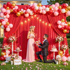 6 Panels Red Backdrop Curtain for Parties Wedding Wrinkle Free Red Photo Curtains Backdrop Drapes Fabric Decoration for Birthday Party Baby Shower Christmas 30ft(W) x 10ft(H) - Image 4